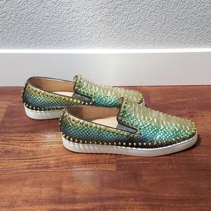 Louboutin Pik Boat Flat Python Aquarium Mimosa 13